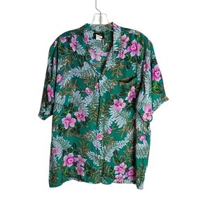 Hawaiian Reserve -Vintage Floral Green Men's Shirt - Size L